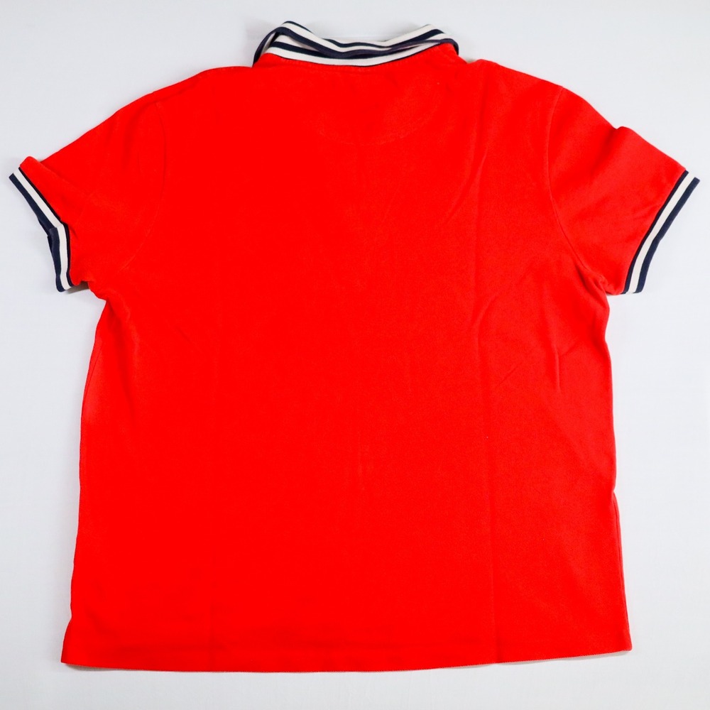 Lacoste Polo Shirt Mens 6 XL Red Regular Fit Nautical Stripe Collar Pique Cotton - Picture 3 of 11